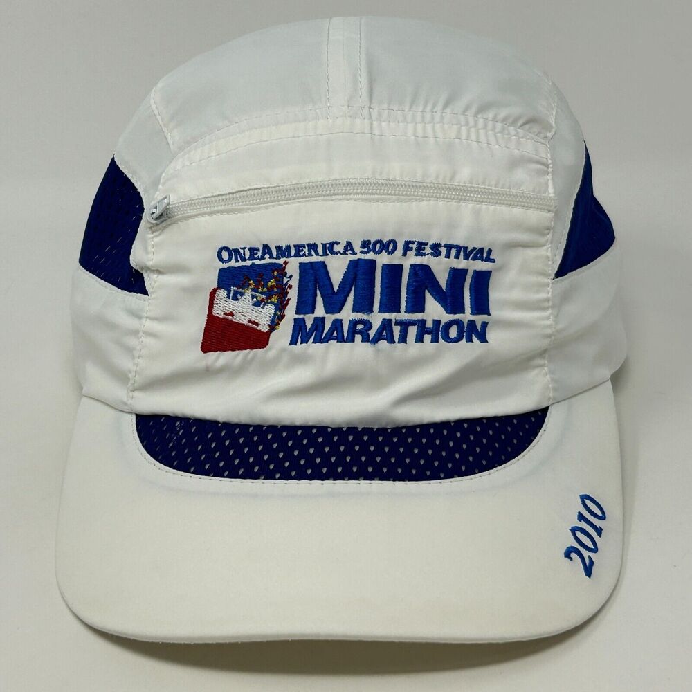 One America 500 Mini Marathon Runners Hat Baseball Cap White Pocket Strapback